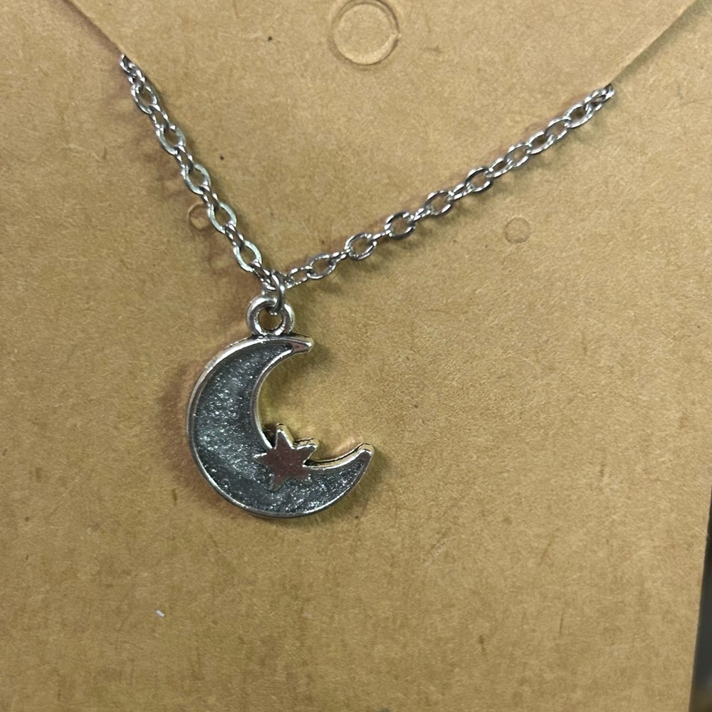 Handmade Moon and stars resin pendant necklace